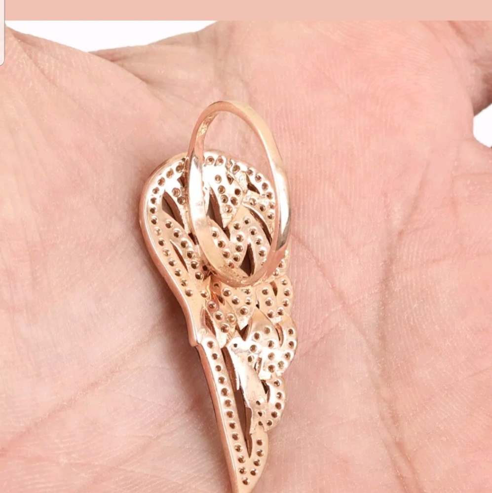 Beautiful white sapphire wing ring sterling &gold - Picture 4 of 4